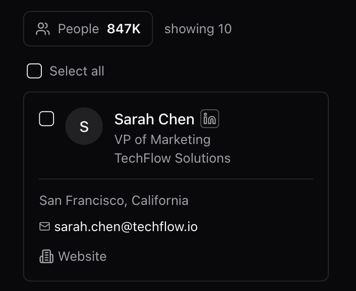 Lead Discovery mobile interface