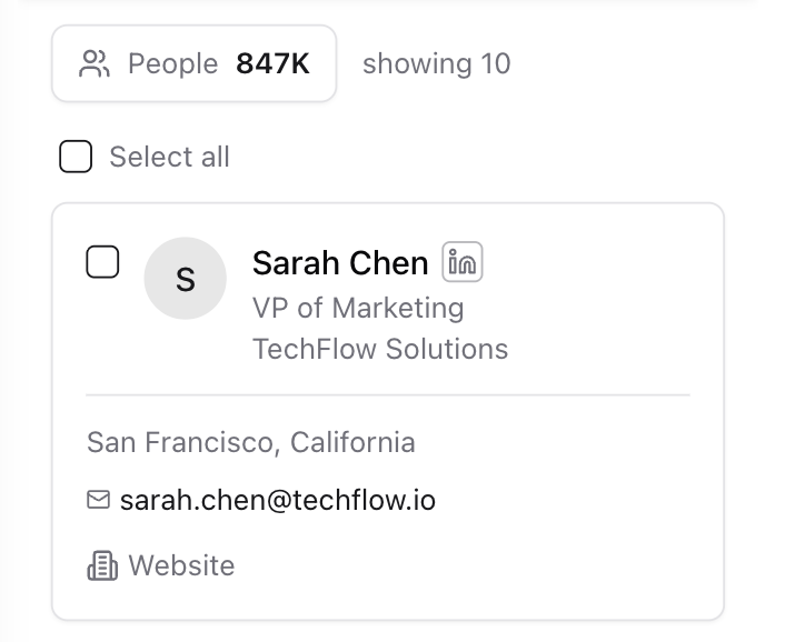 Lead Discovery mobile interface
